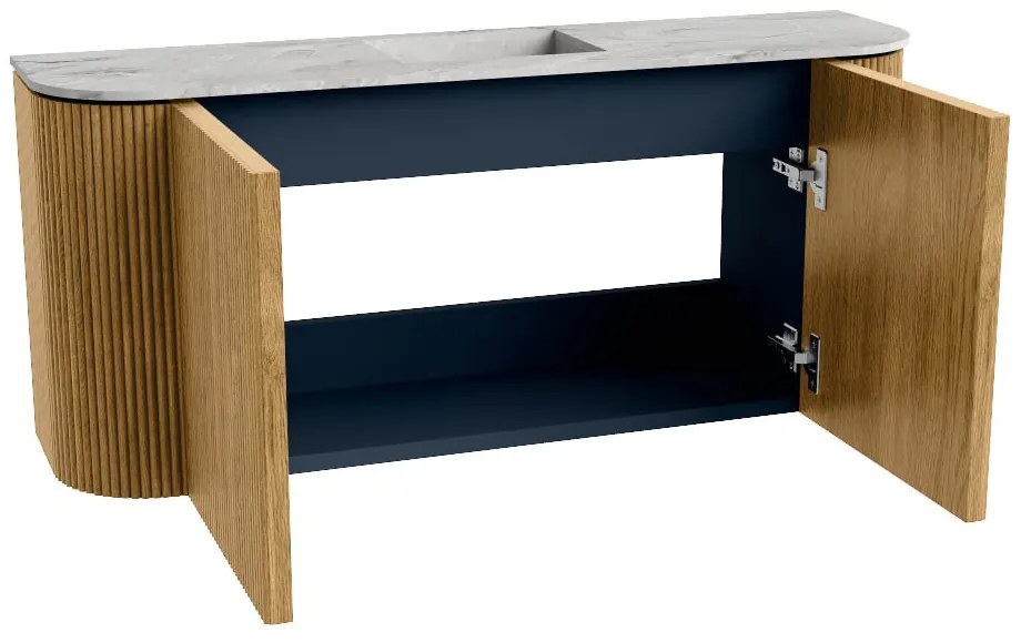 Mondiaz Joya DLux 95cm toiletmeubel ronding links/rechts oak met wastafel faye midden 1 kraangat glace