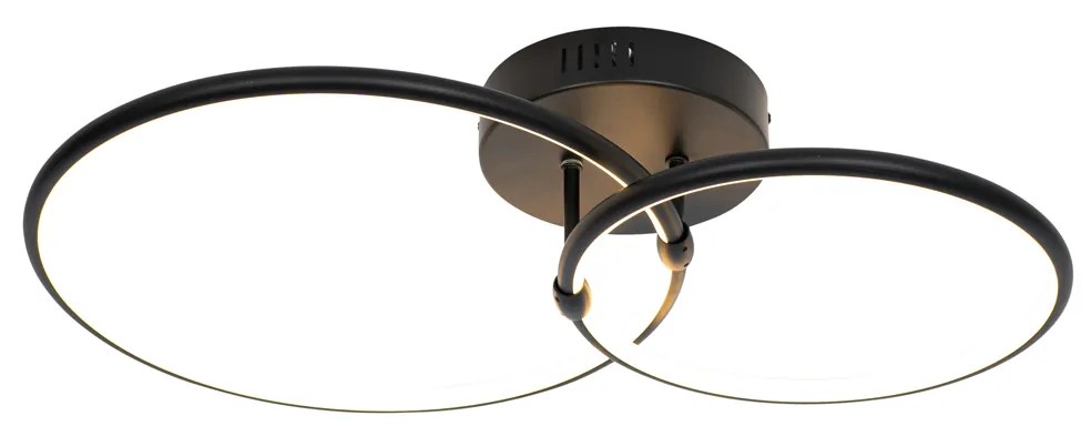 Design plafondlamp zwart incl. LED 3-staps dimbaar 2-lichts - Joaniqa