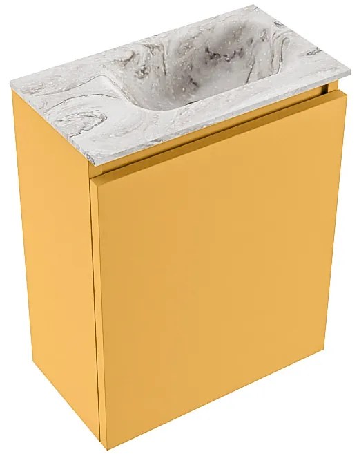 Mondiaz Ture DLux toiletmeubel 40cm ocher met wastafel glace rechts met kraangat