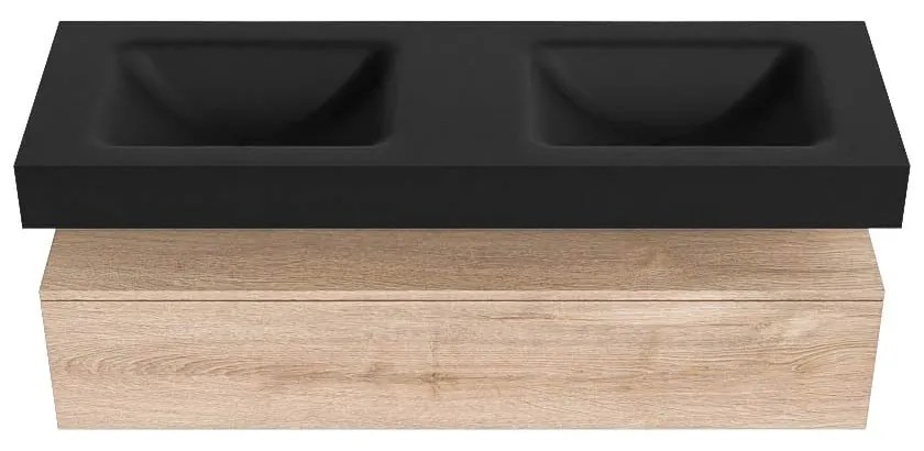 Zaro Alan badmeubel 140cm washed oak 1 lade met vrijhangende wastafel cloud dubbel zonder kraangat urban