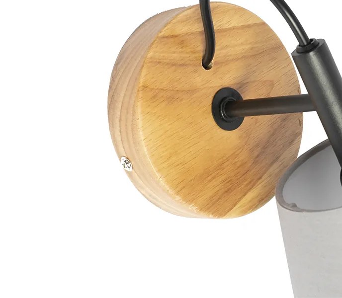 Stoffen Landelijke wandlamp hout met grijs - Cupy Landelijk E14 rond Binnenverlichting Lamp