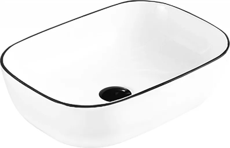 Mexen Rita opbouwwastafel 45 x 32 cm, wit/zwart rand - 21084507