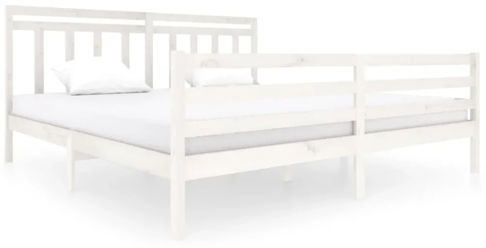 vidaXL Bedframe massief hout wit 200x200 cm