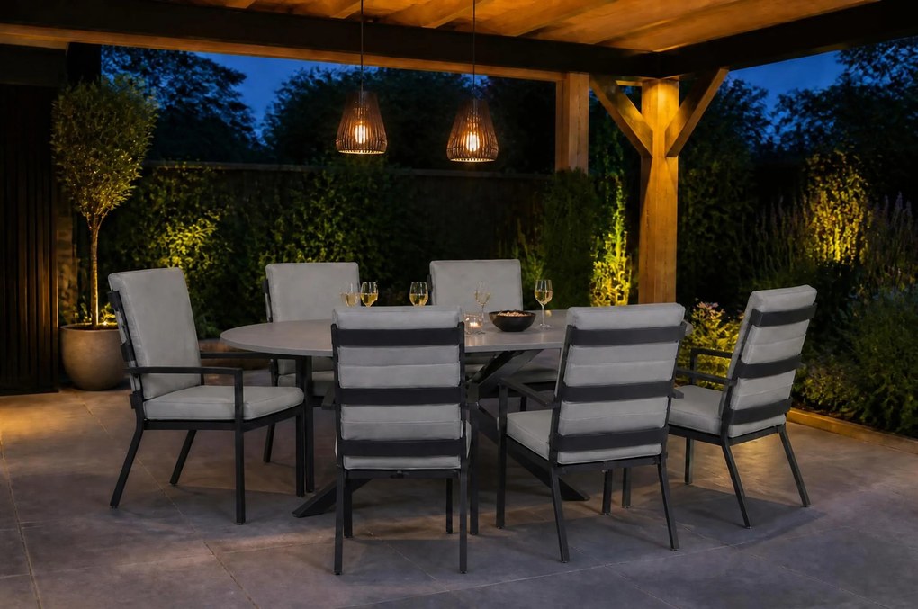 Tuinset 6 personen 220 cm Aluminium Grijs Lifestyle Garden Furniture Lecce/Matara