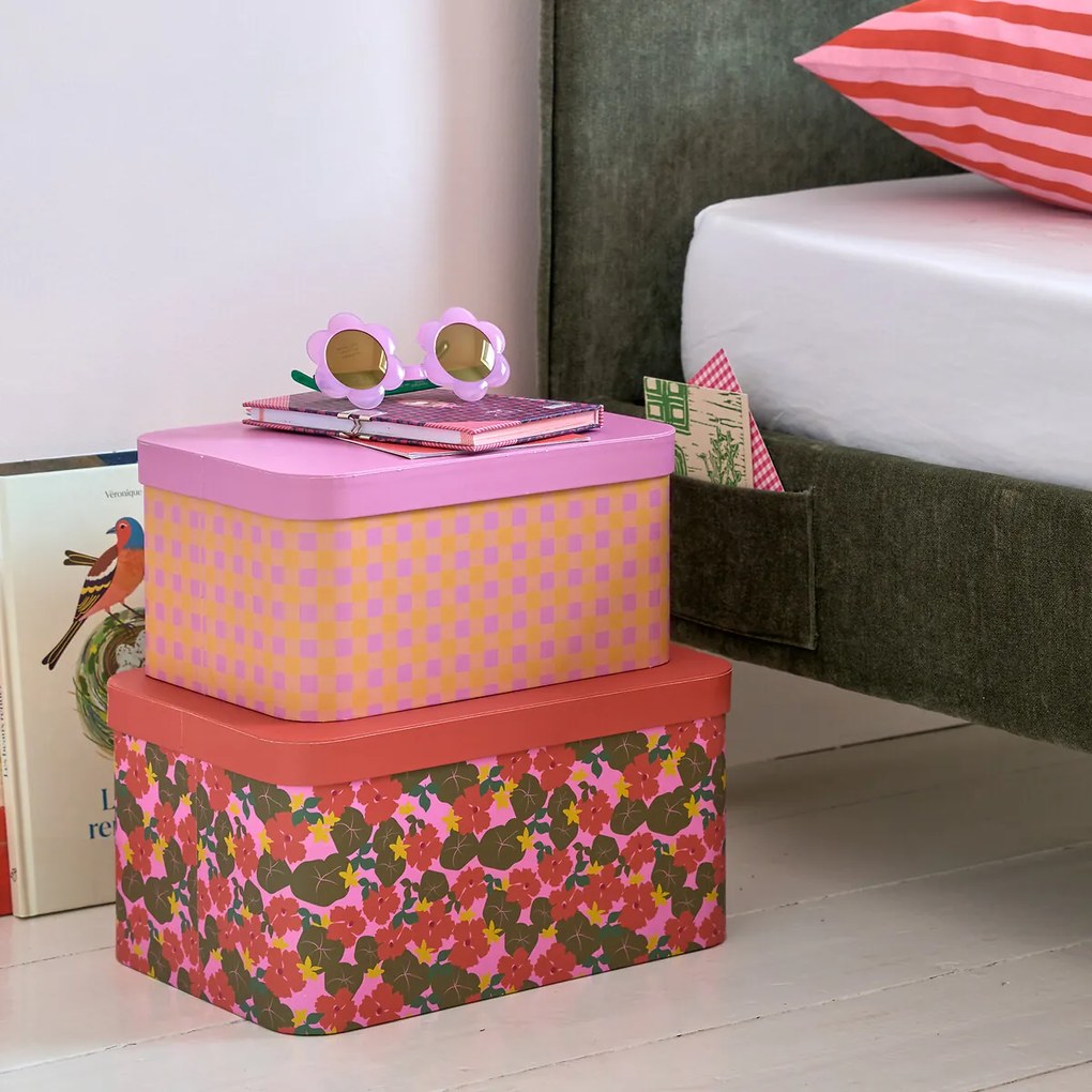 Set van 2 opbergboxen met deksels, Lena