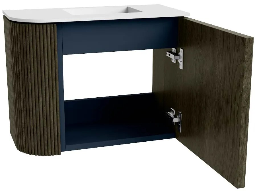 Mondiaz Joya 50cm toiletmeubel ronding links shadow met wastafel faye rechts zonder kraangat talc
