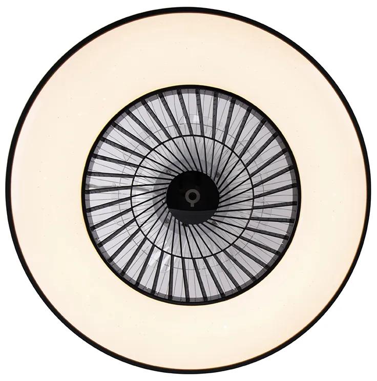 Plafondventilator met lamp zwart incl. LED met ster effect dimbaar - Climo Modern rond Binnenverlichting Lamp