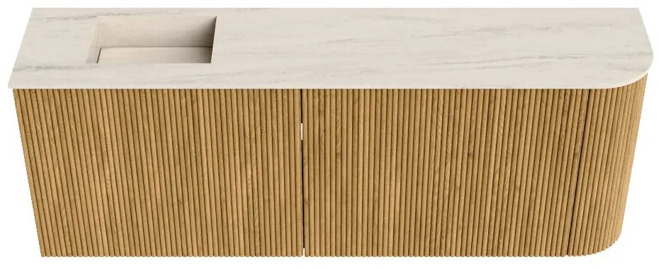 Mondiaz Joya DLux 110cm toiletmeubel ronding rechts oak met wastafel faye links 1 kraangat meli