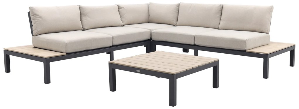 Garden Impressions Nicolle loungeset - Carbon black - Zand - 5-delig