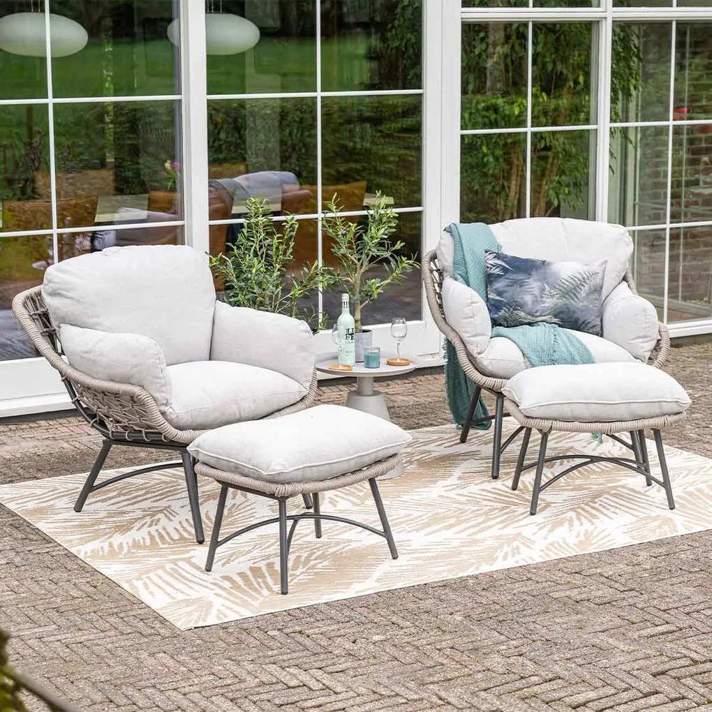 Garden Impressions Selene loungestoelen taupe - Tepa bijzettafel Ø50x48 cm