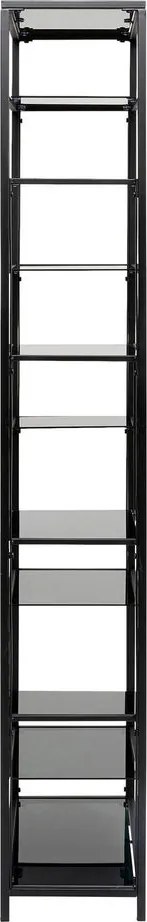 Smal Hoog Wandrek Staal Met Glas Zwart - 60x30x195cm.