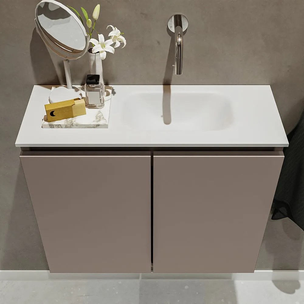 Mondiaz Ture 60cm toiletmeubel smoke met wastafel talc rechts geen kraangat