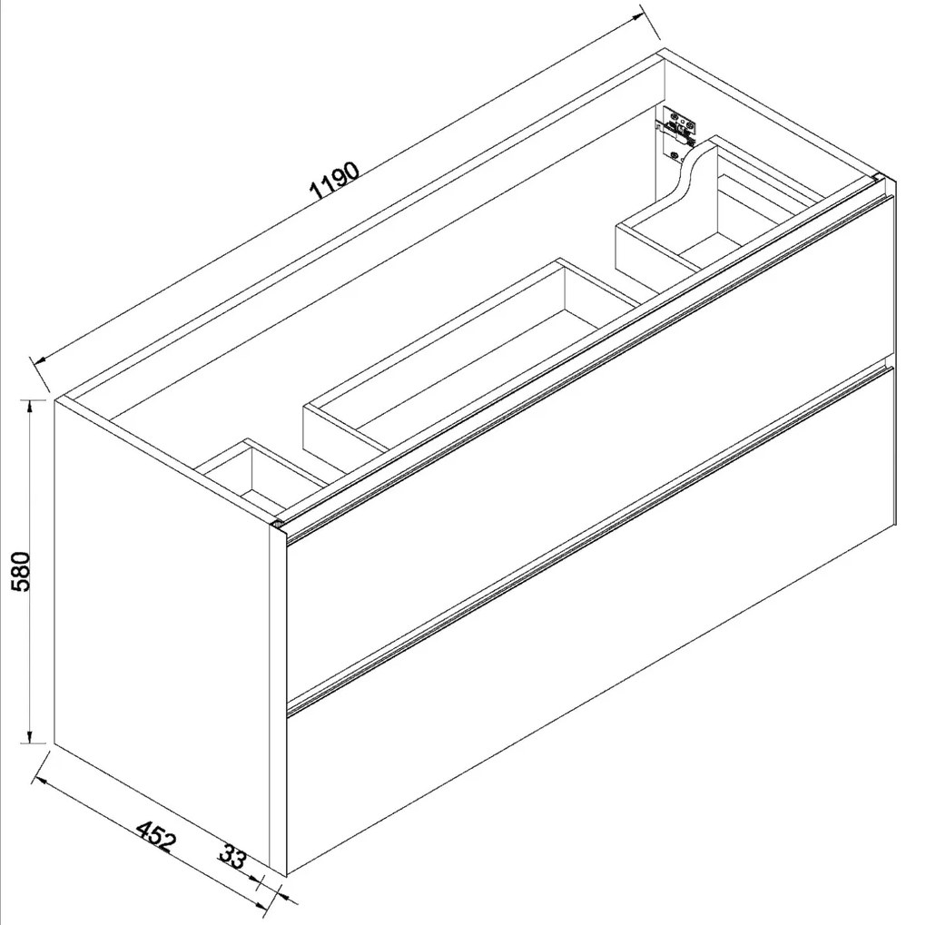 Mueller Sakura wastafelonderkast 120x45,2cm naturel eiken/mat zwart