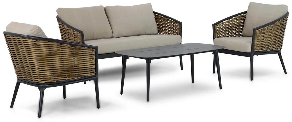 Stoel en Bank Loungeset 4 personen Aluminium/wicker Grijs  Lifestyle Garden Furniture Nice