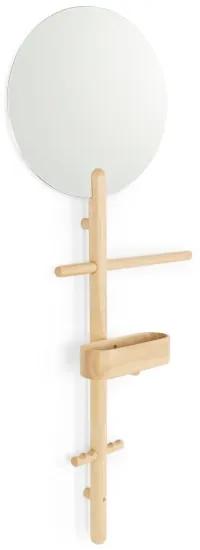 Robin houten opslag trolley met spiegel, natuurlijk