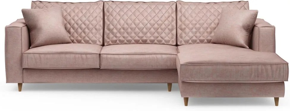 Rivièra Maison - Kendall Sofa with Chaise Longue Right, velvet, blossom - Kleur: roze
