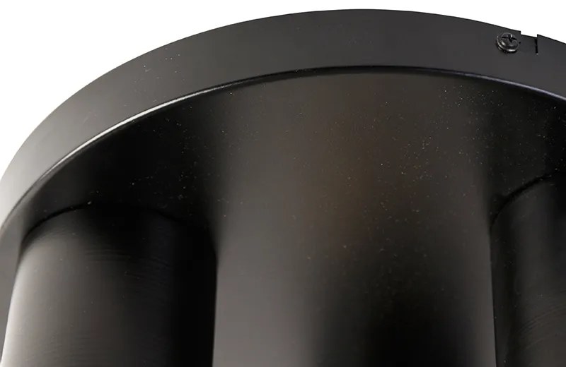 Industriële plafondlamp zwart met goud rond 3-lichts - Raspi