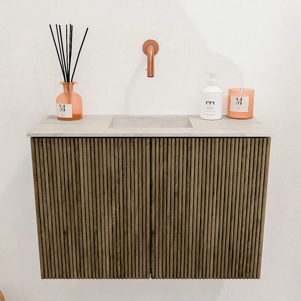 Mondiaz Joya DLux 60cm toiletmeubel dusk met wastafel faye midden zonder kraangat ostra