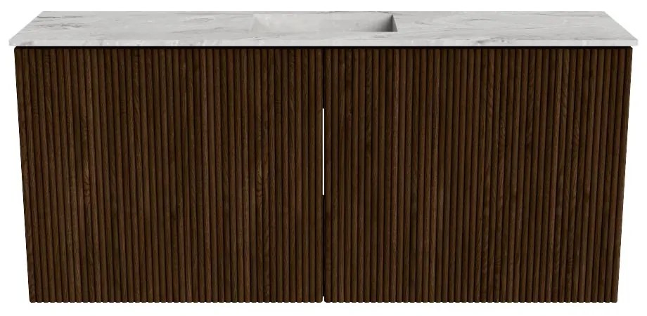 Mondiaz Joya DLux 90cm toiletmeubel walnut met wastafel faye midden zonder kraangat glace