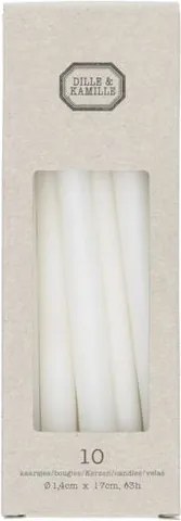 Kaarsjes smal, wit, 17 cm, 10 stuks