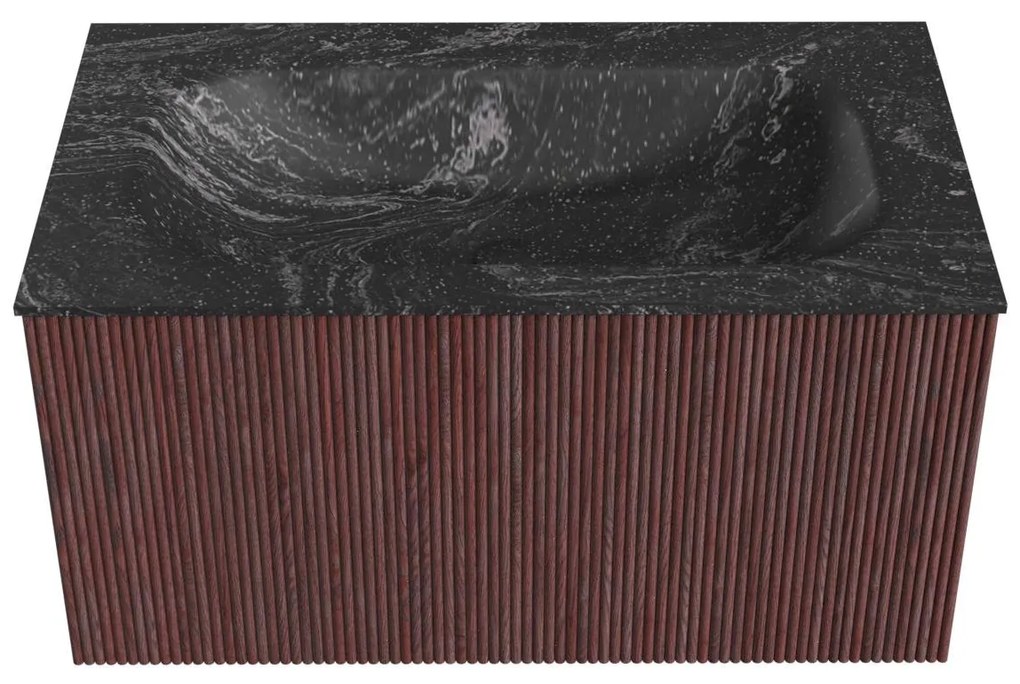 Mondiaz Kurve-dlux 80cm badmeubel ruby met 1 lade en wastafel big small midden zonder kraangat lava