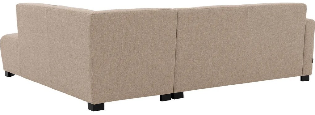 Goossens Bank My Style bruin, stof, 2,5-zits, stijlvol landelijk met chaise longue rechts