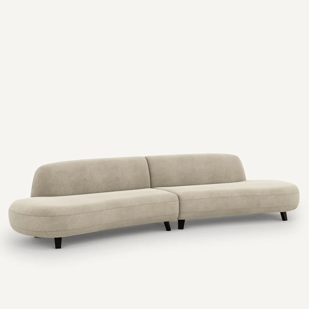 6-zits bank in linnen fluweel, Rosebury, ontwerp door Emmanuel Gallina