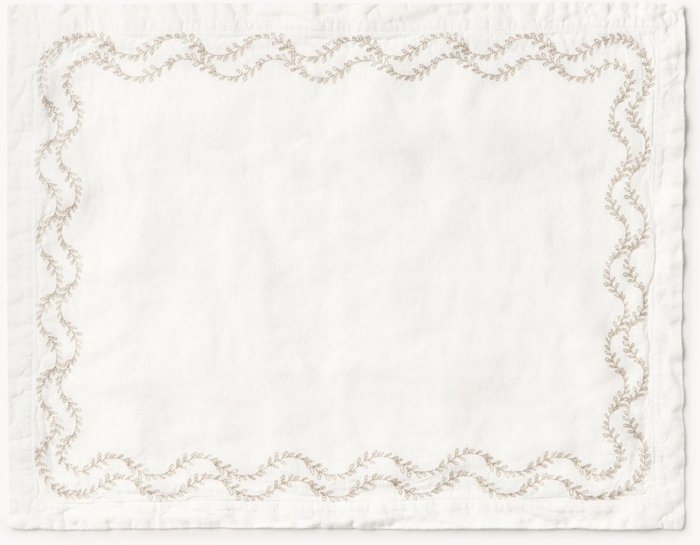 Handgeborduurde placemats Ivy van gewassen linnen, 2-delig