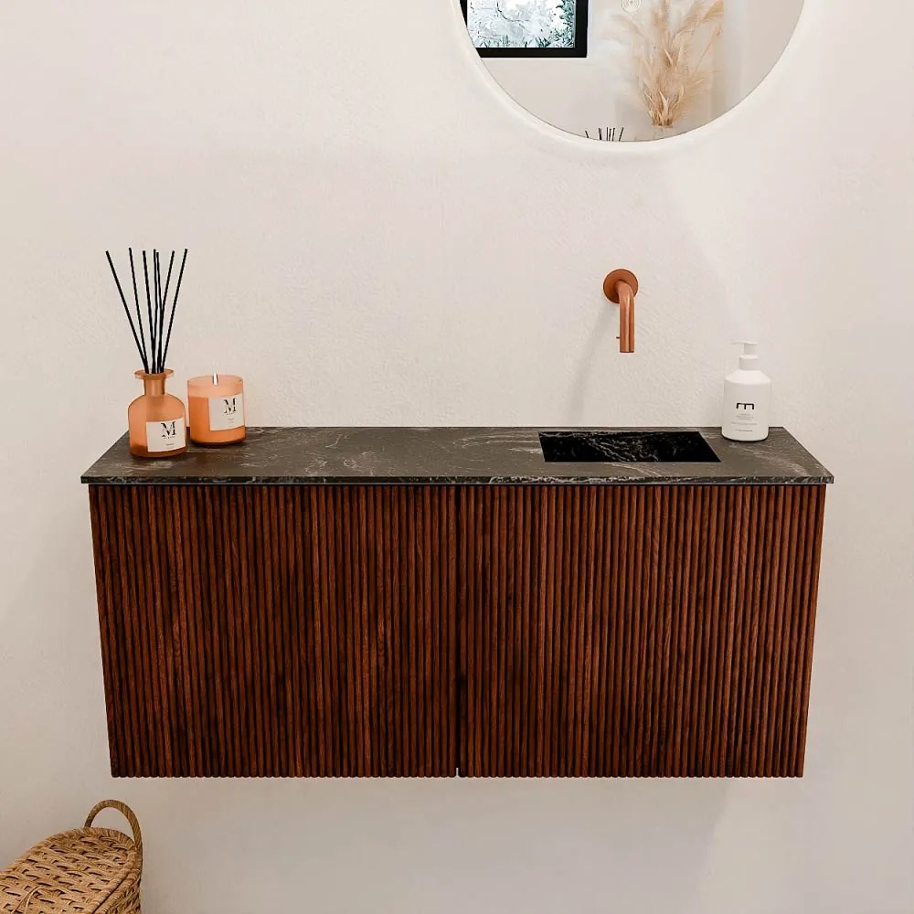 Mondiaz Joya DLux 90cm toiletmeubel ruby met wastafel faye rechts zonder kraangat lava