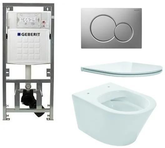 Wiesbaden Vesta toiletset Rimless 52cm inclusief UP320 toiletreservoir en flatline met softclose en quickrelease toiletzitting met bedieningsplaat glans verchroomd