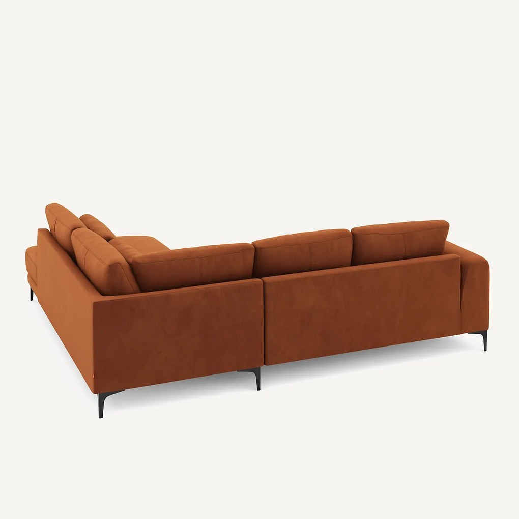 Linkse hoekbank met leuning in fluweel, Marsile