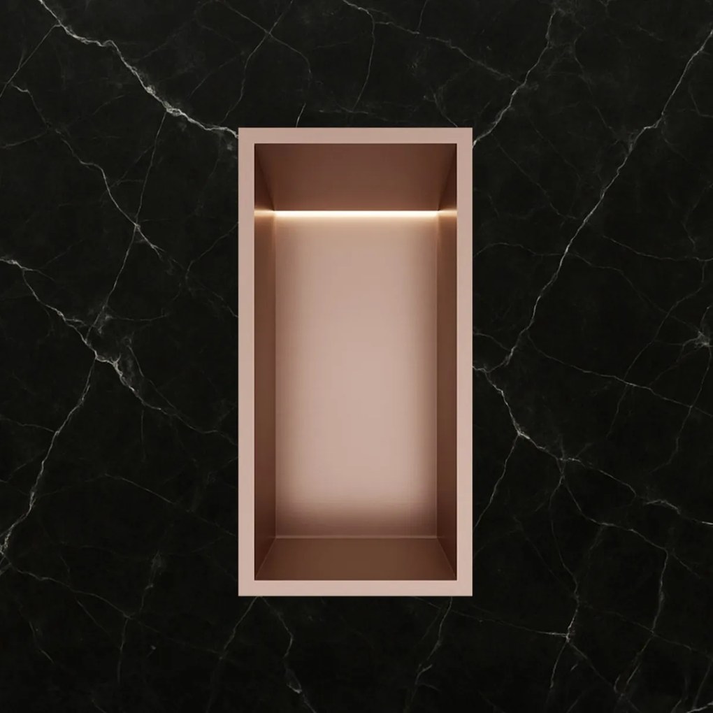 Hotbath &More inbouwnis met verlichting 30x15x10cm geborsteld koper PVD
