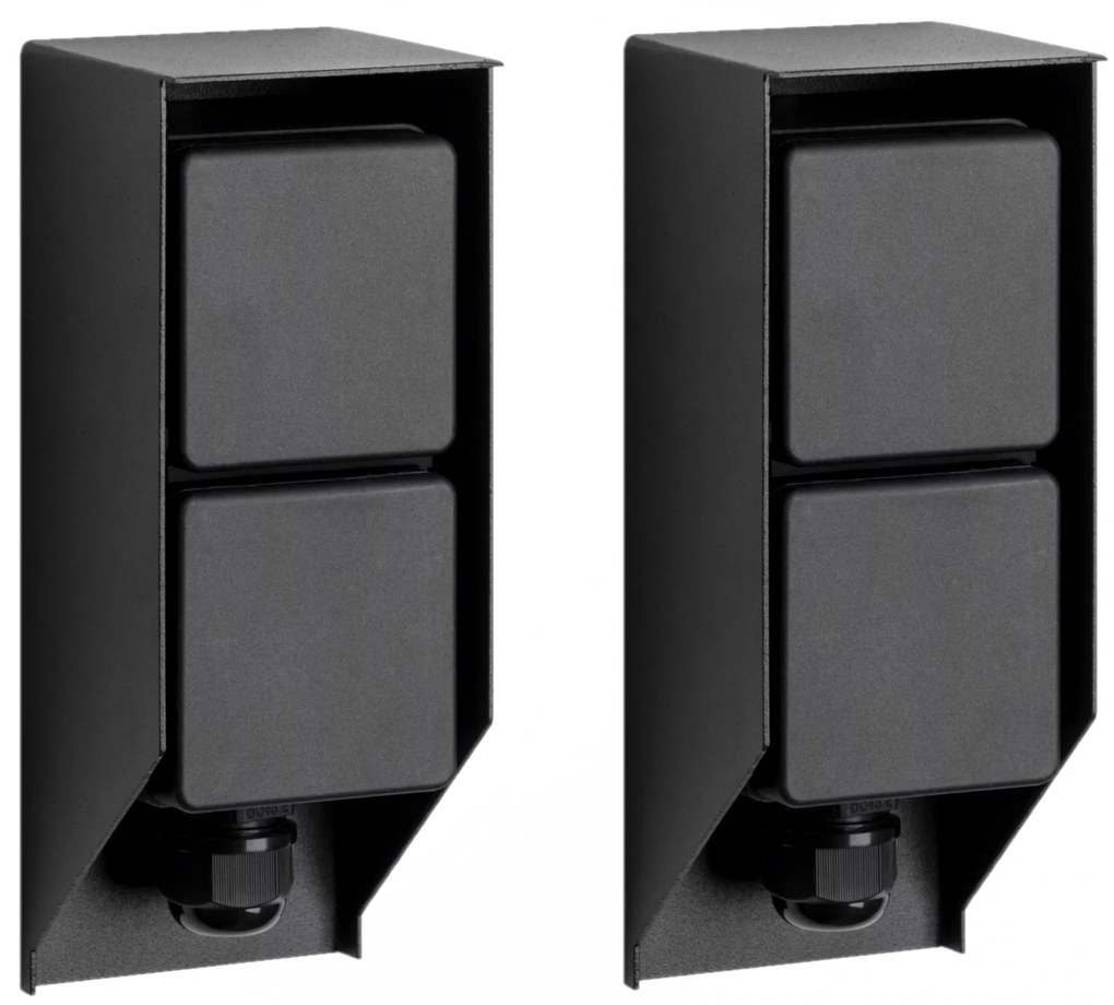 Set van 2 Tuinstopcontact Double Wall buitenstopcontact zwart