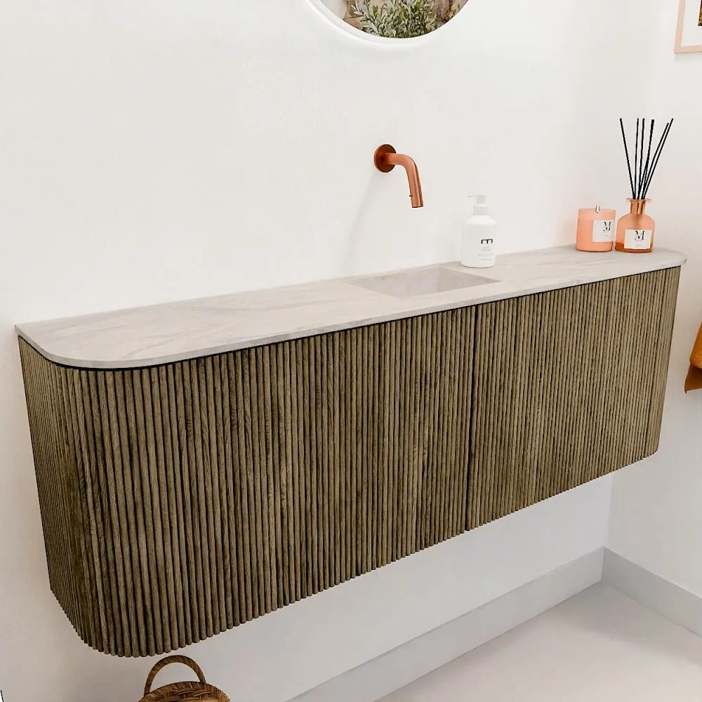 Mondiaz Joya DLux 125cm toiletmeubel ronding links/rechts dusk met wastafel faye midden zonder kraangat ostra