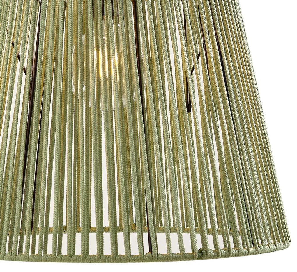 Buiten hanglamp zwart met groene kap van touw IP44 - Cava Jayla