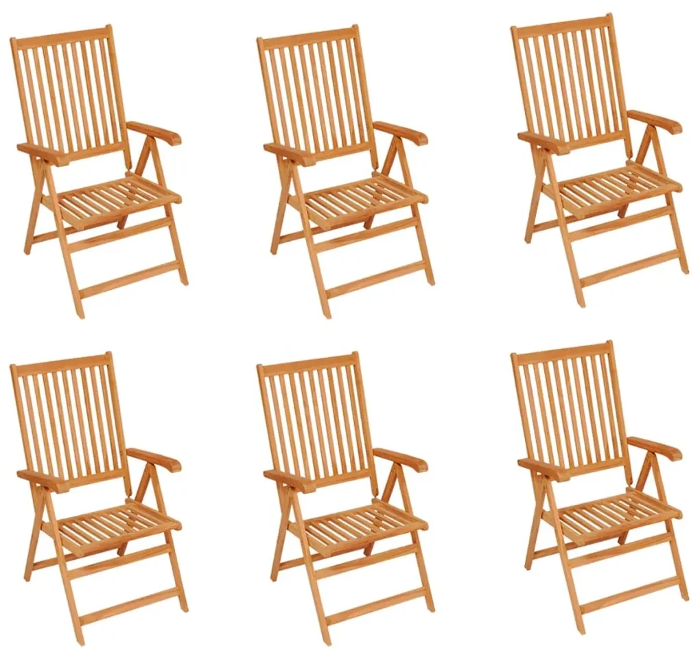 vidaXL Tuinstoelen 6 st met rode kussens massief teakhout