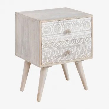 Ukurla Mangohouten Nachtkastje Met Lades Vintage Wit Hout - Sklum