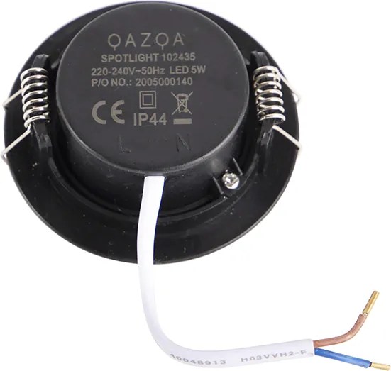 Set van 5 inbouwspots zwart 3-staps dimbaar IP44 - Ulo