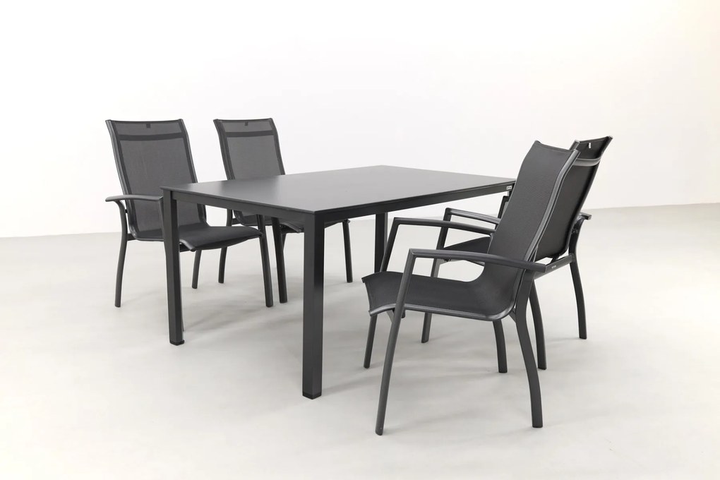 Kettler Legato Curve/Cubic 4-persoons stapelbare tuinset 160x95 cm. - Antraciet