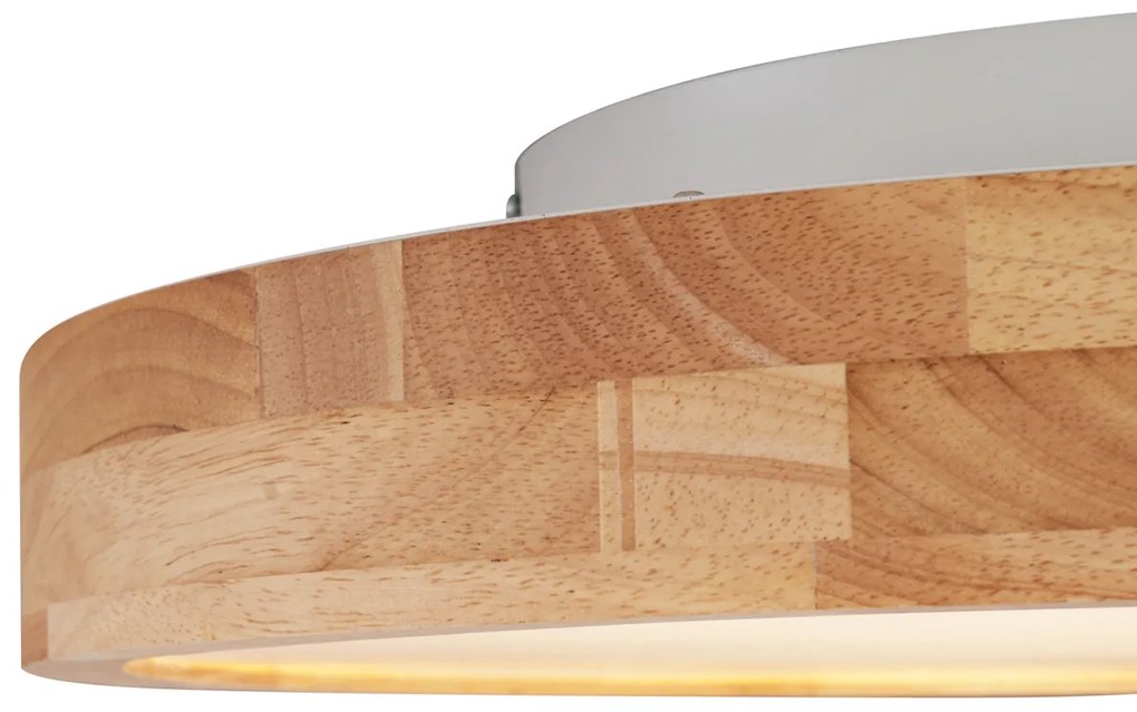 Scandinavische plafondlamp hout 50cm incl. LED dimbaar - PeckerScandinavisch Scandinavisch rond Binnenverlichting Lamp