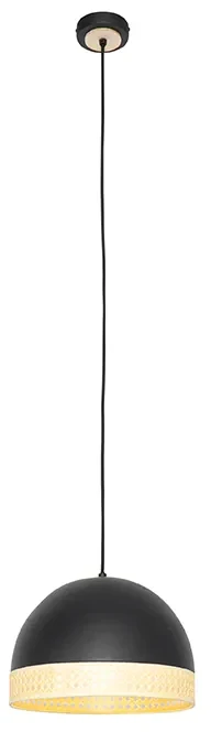 Oosterse hanglamp zwart met rotan 30 cm - Magna RotanOosters E27 rond Binnenverlichting Lamp