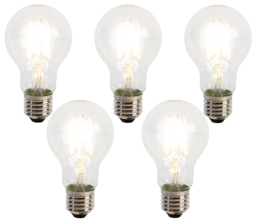 Set van 5 E27 LED lamp met schemerschakelaar / dag-nacht sensor met bewegingsmelder filament A60 schemersensor 4W 470 lm 2700K