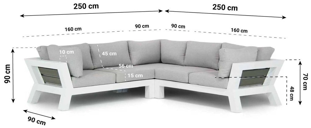 Hoek loungeset 5 personen Aluminium Wit  Santika Furniture Santika Yovita