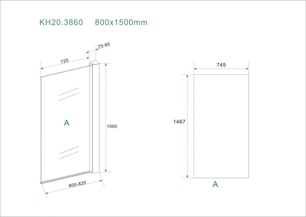 Mueller Augsburg draaibare badwand 800x1500 6mm NANO chroom