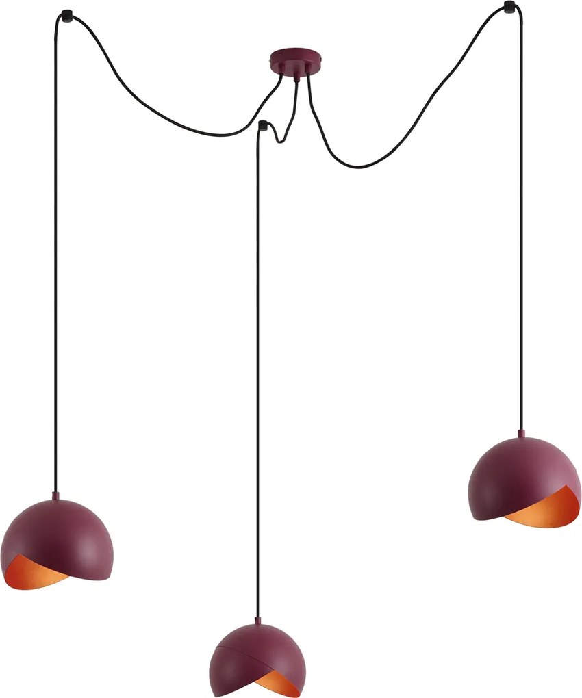 Design hanglamp rood met opaal glas 3-lichts - Tulip