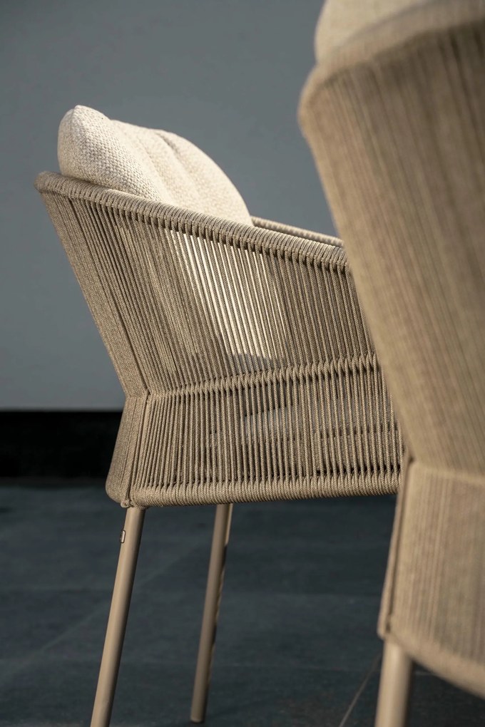 Taste by 4 Seasons Florence tuinset latte met Manolo tafel met geprint keramisch blad 180 cm Tuinset   taupe weerbestendig