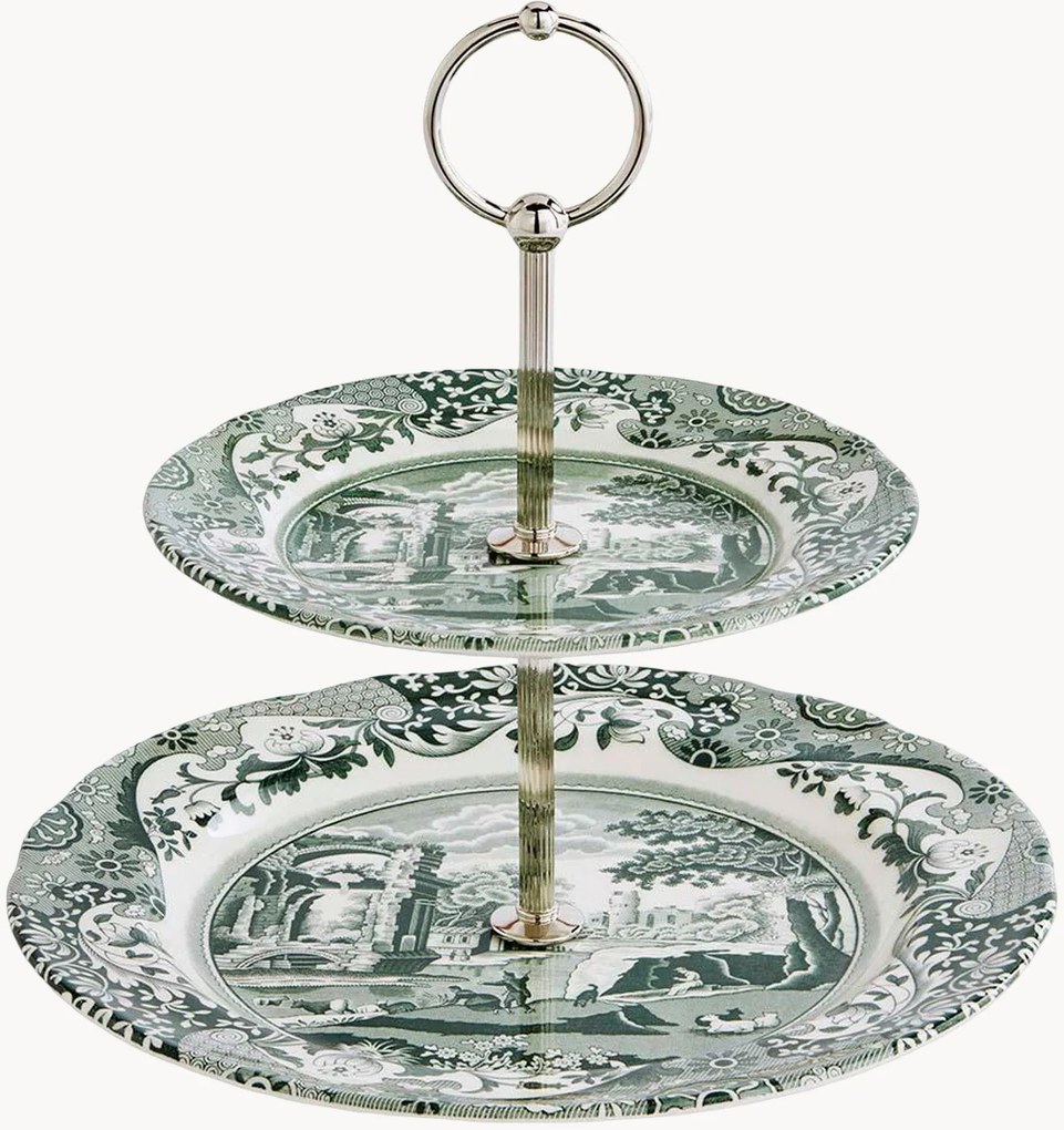 2-laags taartplateau Heritage Green Italian van keramiek