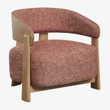 Fauteuil Van Bekleed Eikenhout Olea Eikenhout & Bouclé Terracotta - Sklum