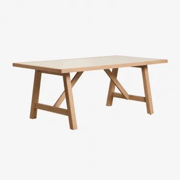 Rechthoekige Tuin Tafel Van Acaciahout Dubai Tapioca Beige & 200 X 100 Cm - Sklum