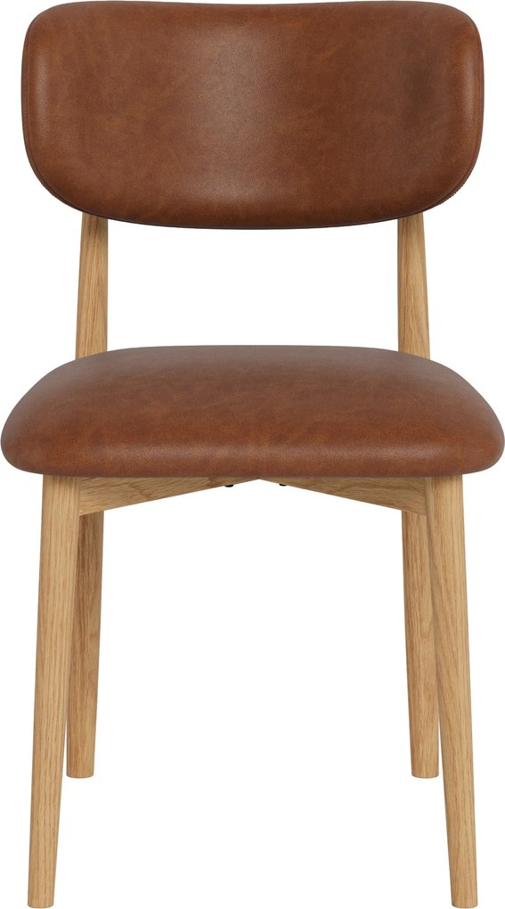 AVLO Eco-leer Retro Brandy/gelakt eiken frame – HOUTEN STOEL VOOR WOONKAMER, EETKAMER, KEUKEN RETRO